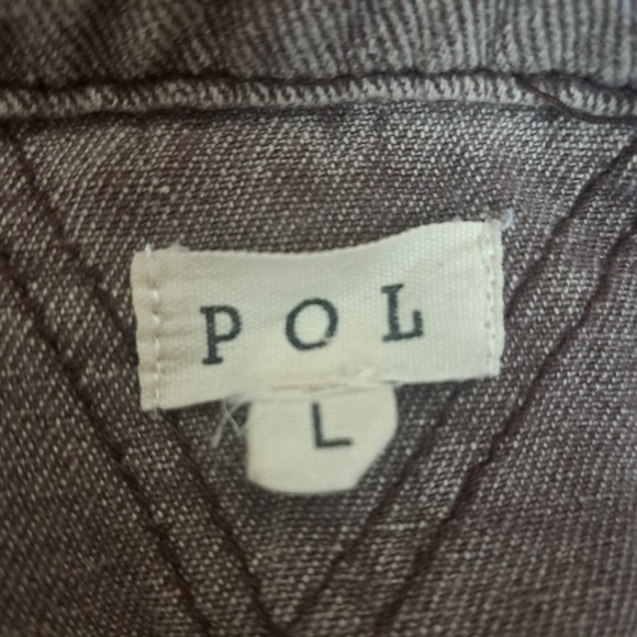 POL Oversized Plaid Sleeve Raw Edge Shirt Jacket Womens Size Large‎ - Picture 12 of 13